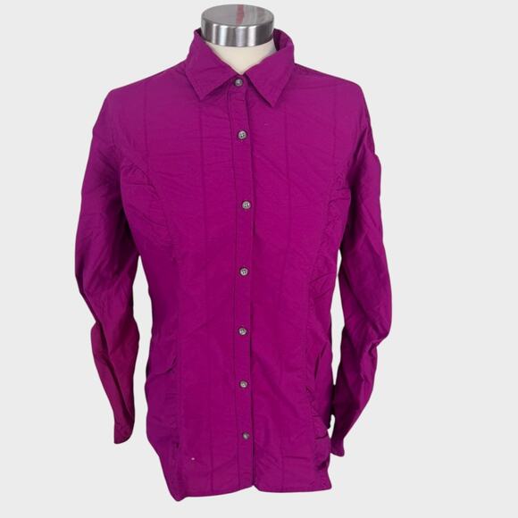 Cabela's Womens Medium Purple Button Front Shirt 100% Nylon Roll Tab Sleeves - Picture 1 of 9